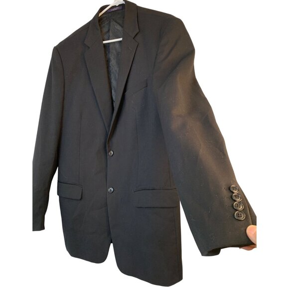 Mens Jet Black Two-Button Blazer Jacket Size 42L Long 8906 - Picture 2 of 11